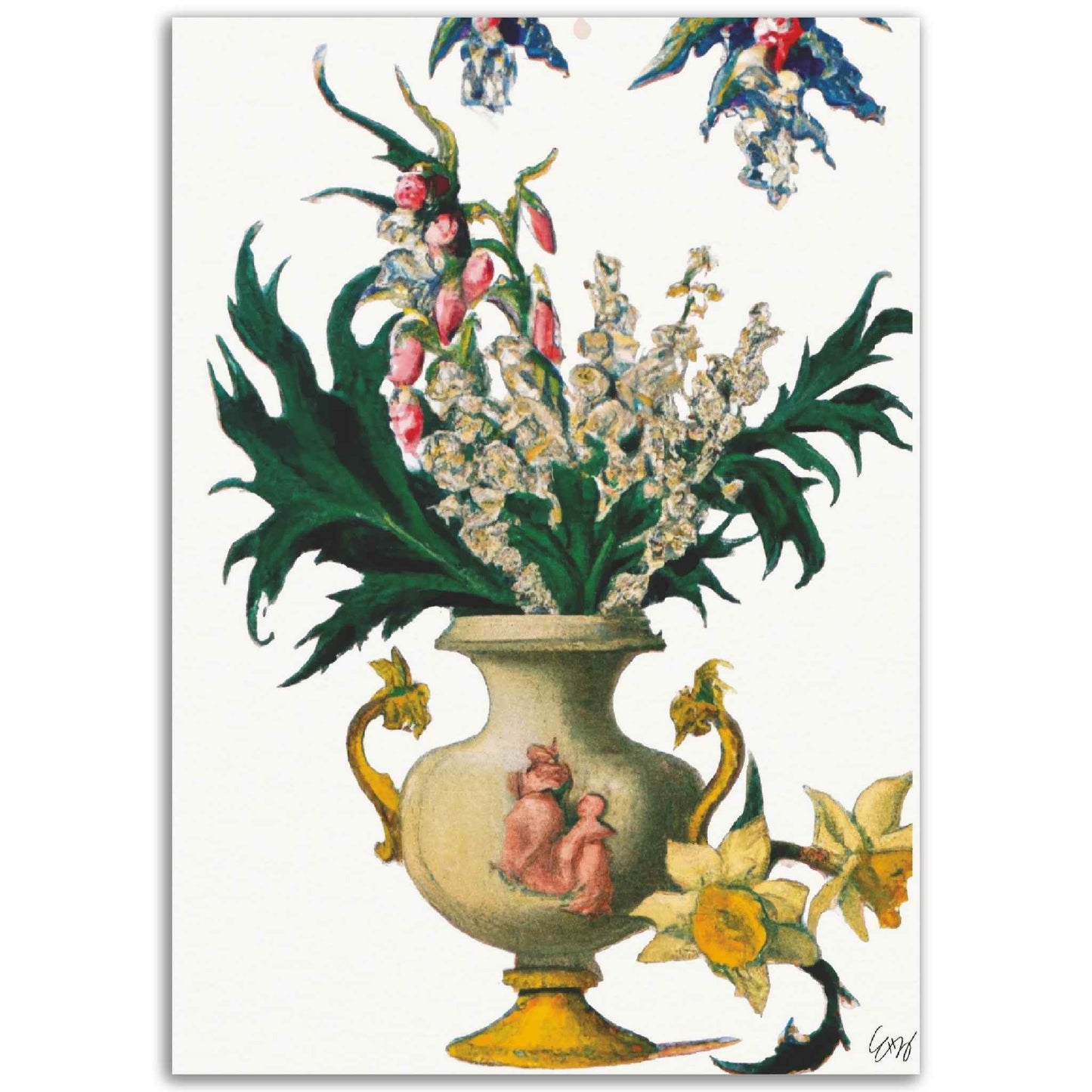 Décembre Houx et Narcisse Print